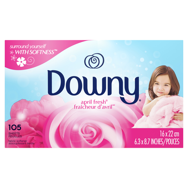 Laundry Downy Fabric Softener Dryer Sheets, April Fresh hero