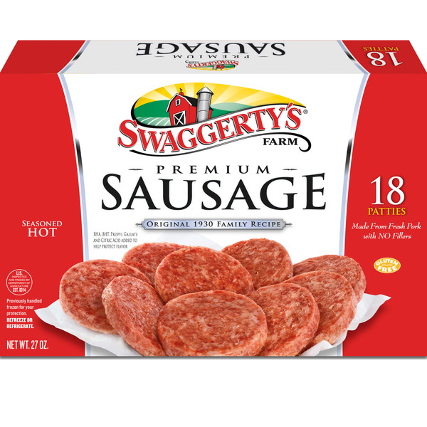 Hot Dogs, Bacon & Sausage Swaggerty's Farm Premium Breakfast Sausage Patties, Hot hero