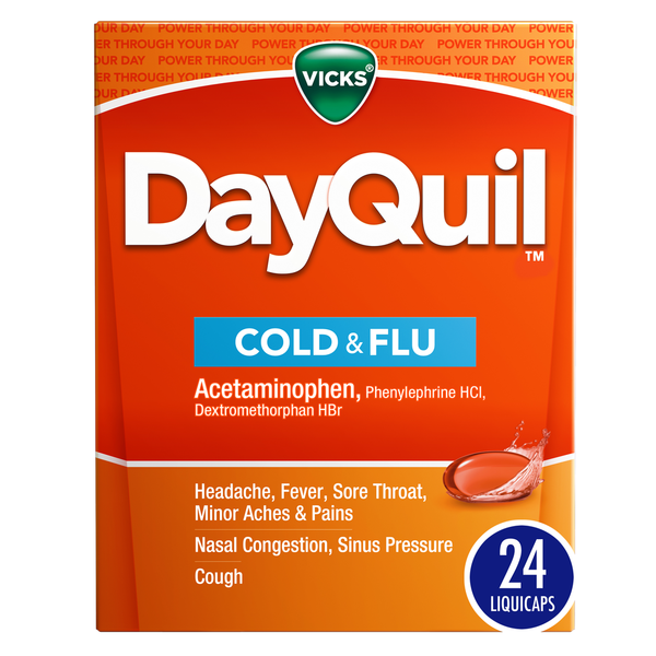 Cold, Flu & Allergy Vicks Daytime Cold, Cough & Flu Medicine, Liquid caps hero