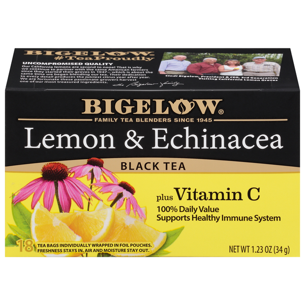 Tea Bigelow Black Tea, Lemon & Echinacea, Plus Vitamin C, Tea Bags hero