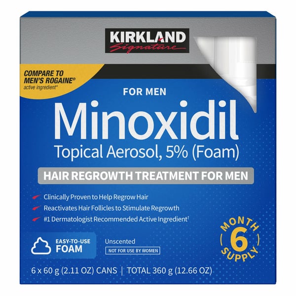 Hair Care Kirkland Signature 5% Minoxidil Foam For Men, 6 x 2.11 oz hero