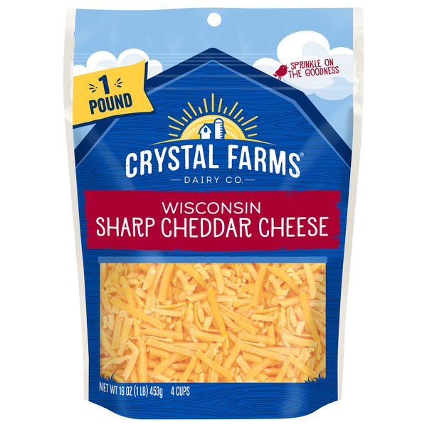 Packaged Cheese Crystal Farms Cheese, Sharp Cheddar, Wisconsin hero