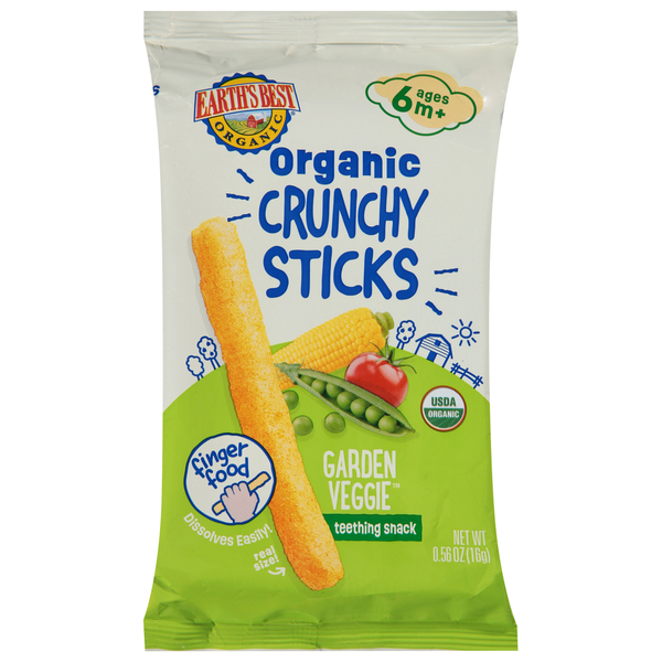 Baby Food & Formula Earth's Best Teething Snack, Garden Veggie, Crunchy Sticks, Ages 6M+ hero