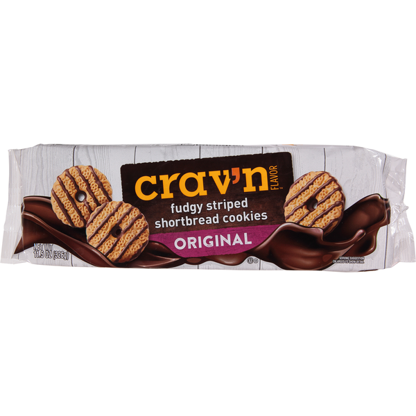 Cookies & Cakes Crav'n Flavor Shortbread Cookies, Original, Fudgy Striped hero