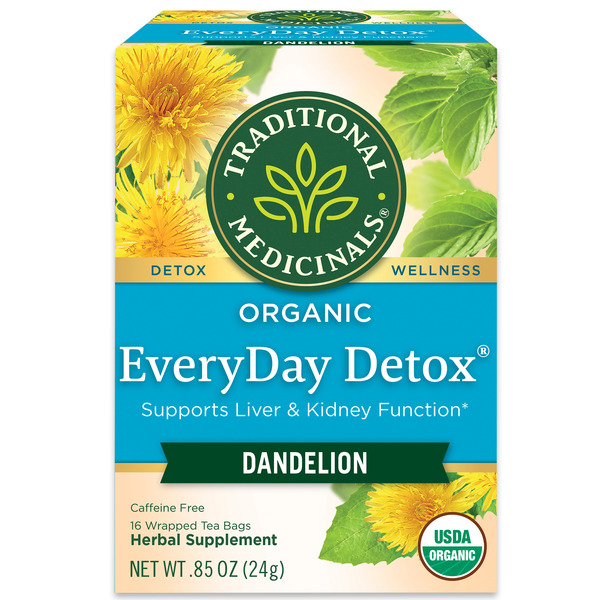 Tea Traditional Medicinals Organic EveryDay Detox Dandelion, Naturally Caffeine Free Herbal Tea hero