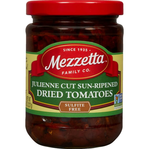 Canned & Jarred Vegetables Mezzetta Julienne Cut Sun-Ripened Dried Tomatoes Sulfite Free hero