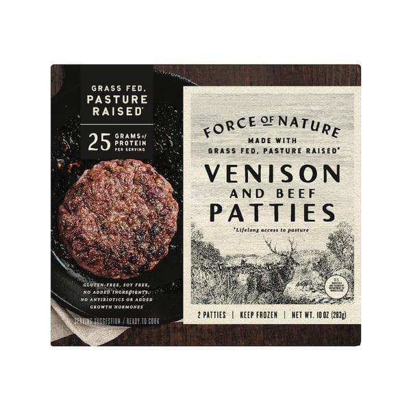 Force of Nature Venison and Beef Patties, Grass fed, Pasture raised hero