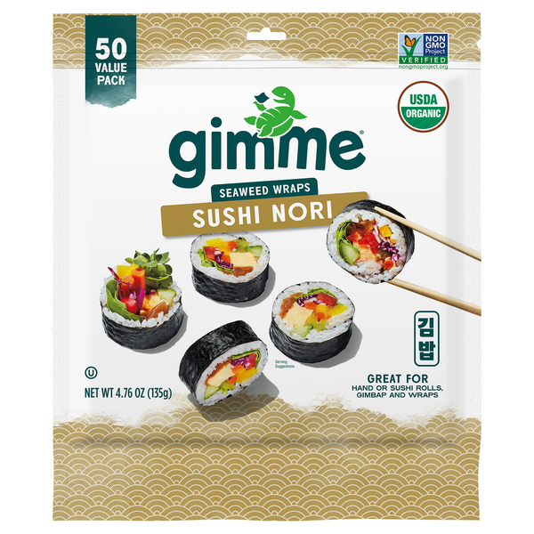 Prepared Meals gimMe Seaweed Wraps, Organic, Sushi Nori, 50 Value Pack hero