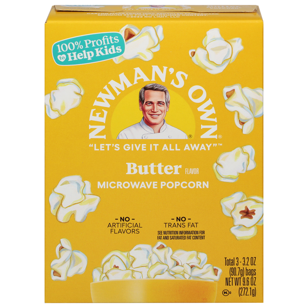 Popcorn & Jerky Newman's Own Microwave Popcorn, Butter hero