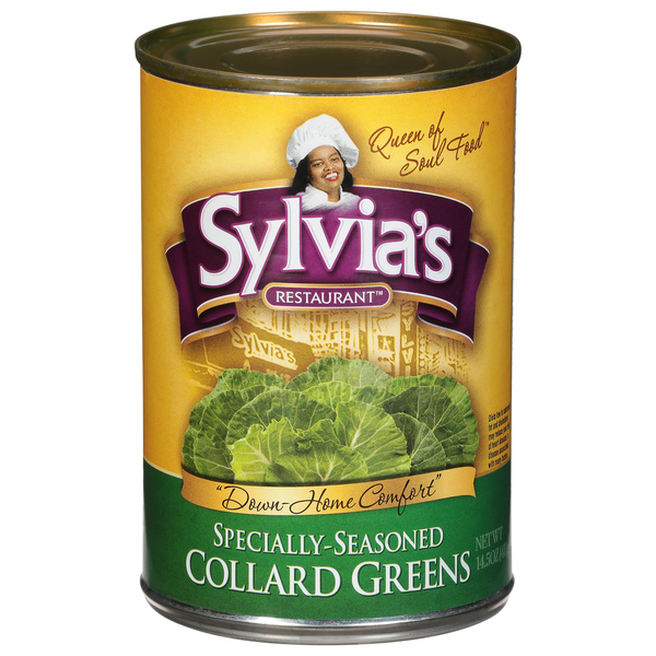 Canned & Jarred Vegetables Sylvia's Restaurant Collard Greens, Specially-Seasoned hero