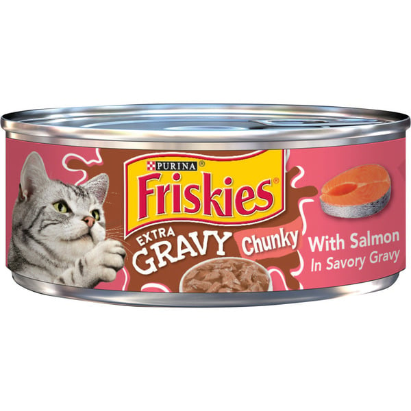 Cat Food & Care Purina Friskies Gravy Wet Cat Food, Extra Gravy Chunky With Salmon in Savory Gravy hero