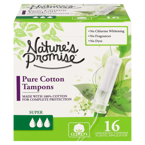 Feminine Care Nature's Promise Pure Cotton Tampons Super Unscented hero