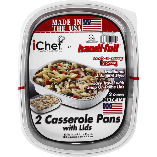 Kitchen Supplies Handi-foil Casserole Pans, with Lids, 2 Quarts hero