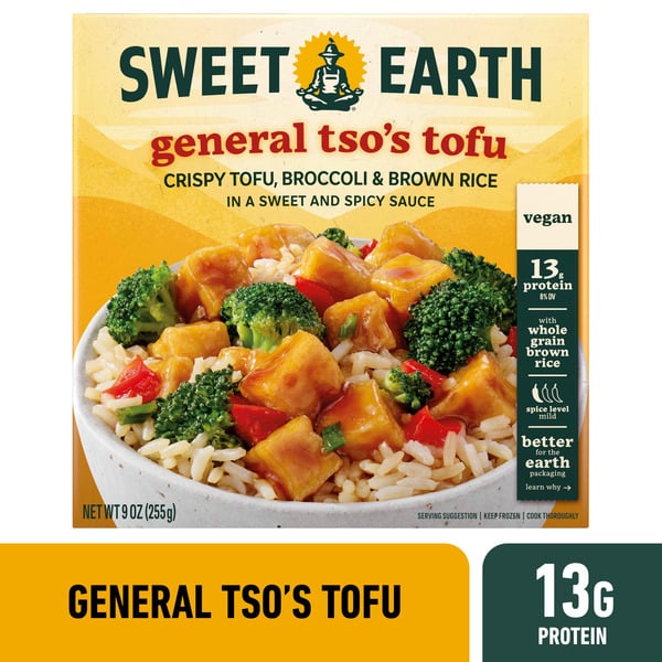 Frozen Meals Sweet Earth Tofu, Vegan, General Tso's hero