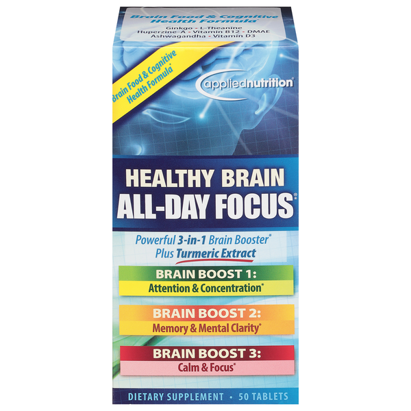 Vitamins & Supplements Applied Nutrition Brain Booster, Powerful 3-in-1, Tablets hero