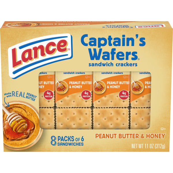 Crackers Lance Captain's Wafers Peanut Butter & Honey Sandwich Crackers hero