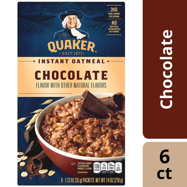 Hot Cereal & Pancake Mixes Quaker Oatmeal, Instant, Chocolate hero