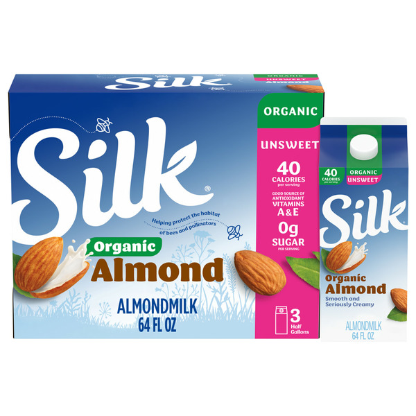 Soy & Lactose-Free Silk Organic Unsweetened Almond Milk hero