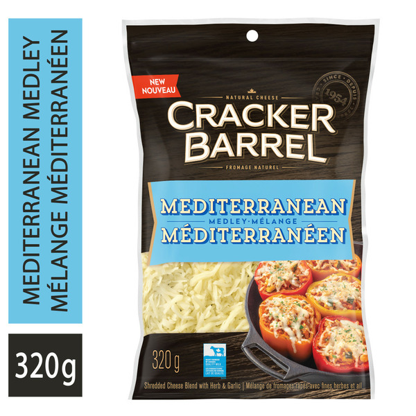 Cracker Barrel Mediterranean Medley Shredded Cheese White Cheddar & Parmesan hero