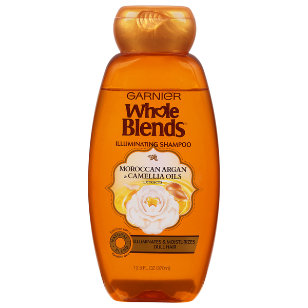 Hair Care Garnier Whole Blends Shampoo, Illuminating, Moroccan Argan & Camellia Oils Extracts hero