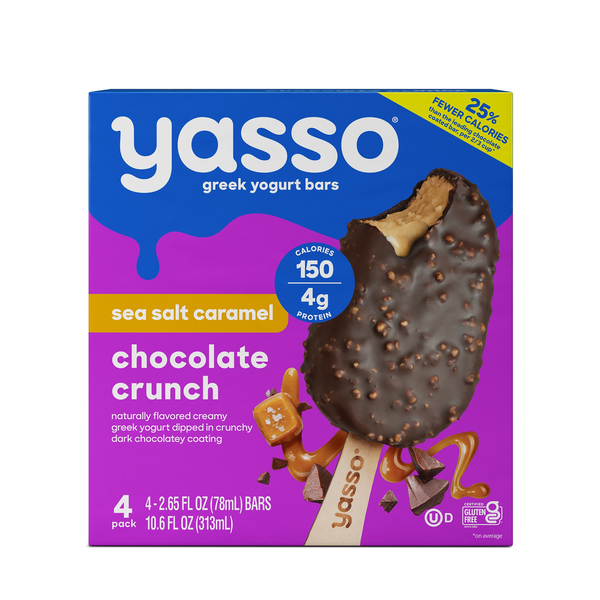 Yogurt Yasso Frozen Greek Yogurt Bars Sea Salt Caramel Chocolate Crunch Bars hero