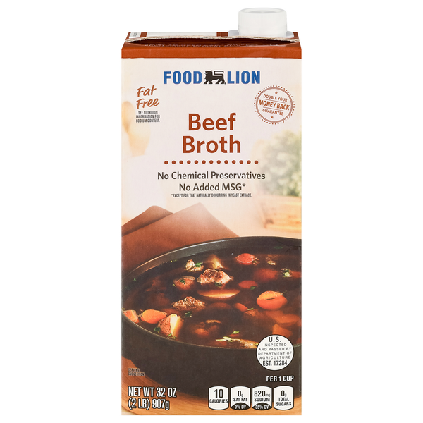 Soup, Broth & Bouillon Food Lion Beef Broth, Fat Free hero