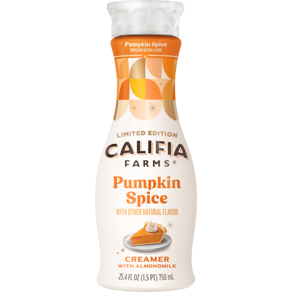 Cream Califia Farms Pumpkin Spice Almond Milk Coffee Creamer hero