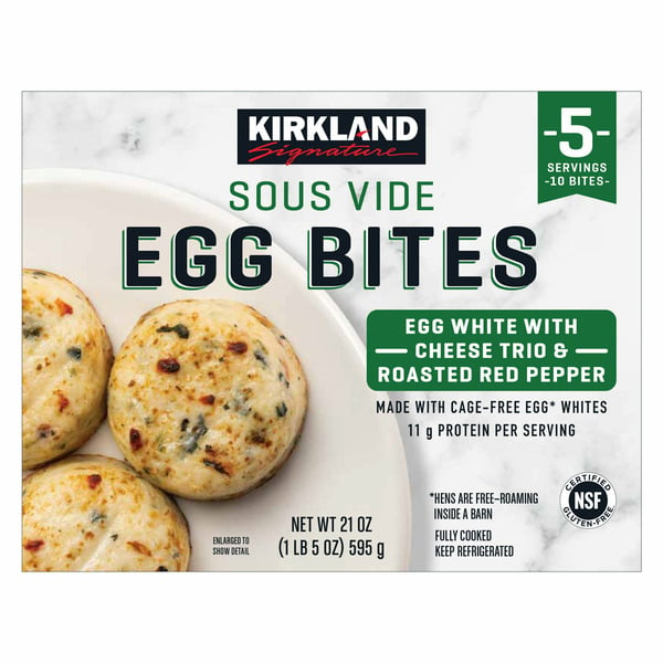 Prepared Meals Kirkland Signature Egg White with Cheese Trio and Peppers Egg Bites, 10-count hero