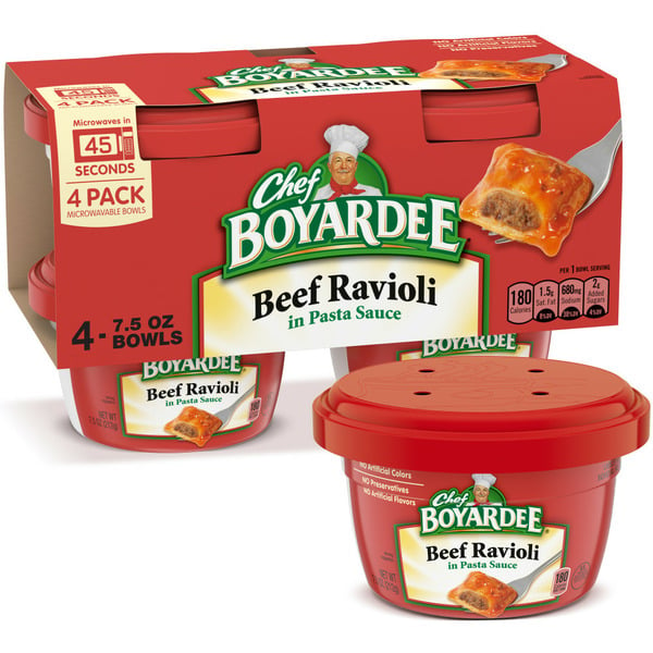 Canned Meals & Beans Chef Boyardee Beef Ravioli, Microwave Meal hero