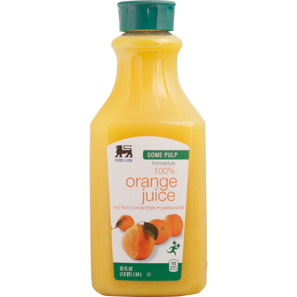 Refrigerated Juice, Coffee, & Tea Food Lion 100% Orange Juice Some Pulp Not From Concentrate hero