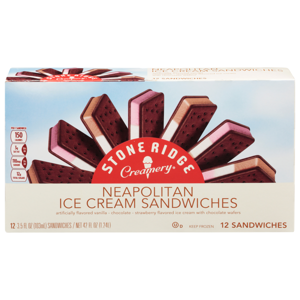 Ice Cream & Ice Stone Ridge Creamery Ice Cream Sandwiches, Neapolitan hero