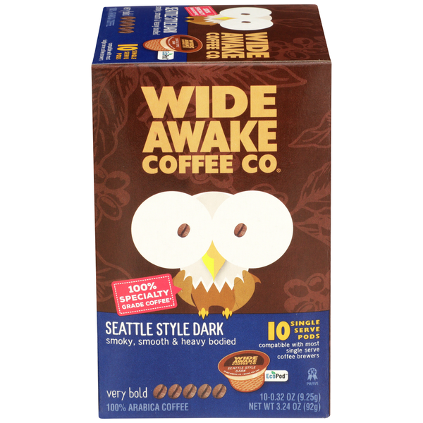 Coffee Wide Awake Very Bold Roast Seattle Style Dark 100% Arabica Coffee Single Serve Pods hero