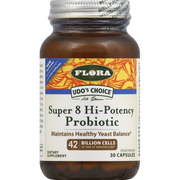 Protein & Meal Replacement Flora Probiotic, Super 8 Hi-Potency, Vegetarian Capsules hero