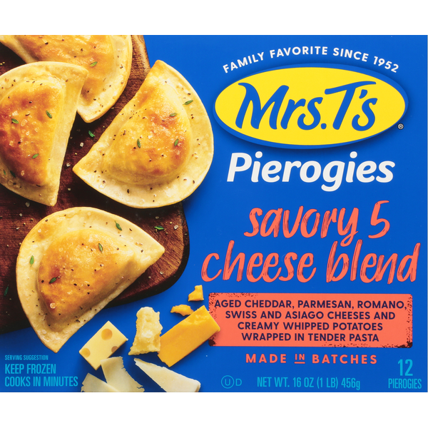 Frozen Appetizers & Sides Mrs. T's Pierogies, Savory 5 Cheese Blend hero