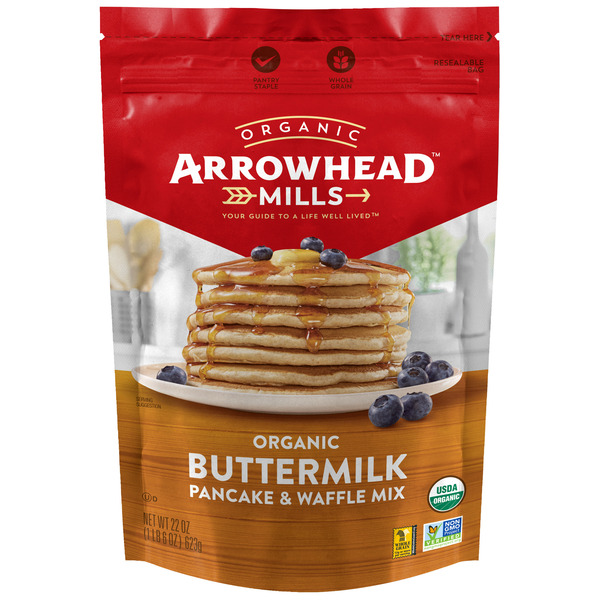 Hot Cereal & Pancake Mixes Arrowhead Mills Organic Buttermilk Pancake Mix And Waffle Mix hero