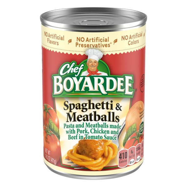 Canned Meat, Seafood & Beans Chef Boyardee Spaghetti and Meatballs Canned Food hero