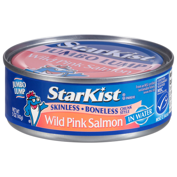 Canned Meat & Seafood StarKist Pink Salmon, Wild, Boneless, Skinless, Chunk Style, Jumbo Lump hero