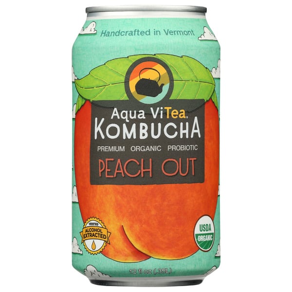 Refrigerated Aqua ViTea Peach Out Kombucha, Organic + Probiotic hero