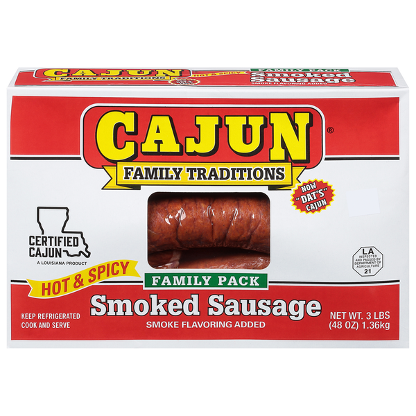 Hot Dogs, Bacon & Sausage Cajun Sausage, Smoked, Hot & Spicy, Family Pack hero