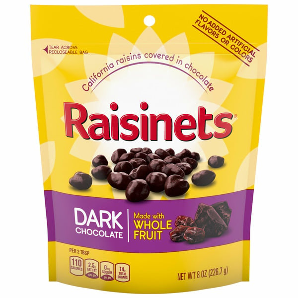 Candy, Chocolate & Gum Raisinets Dark Chocolate Covered Raisins, Reclosable Bag, Bulk Ferrero Candy hero