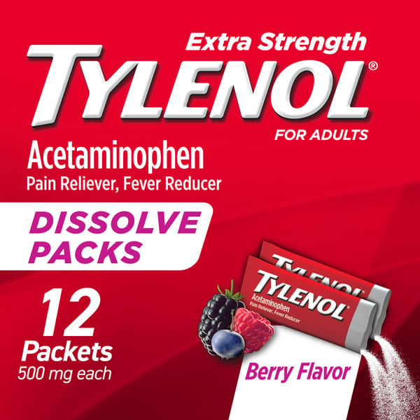 Muscles, Joints & Pain Relief TYLENOL Extra Strength Dissolve Packs With Acetaminophen, Berry hero