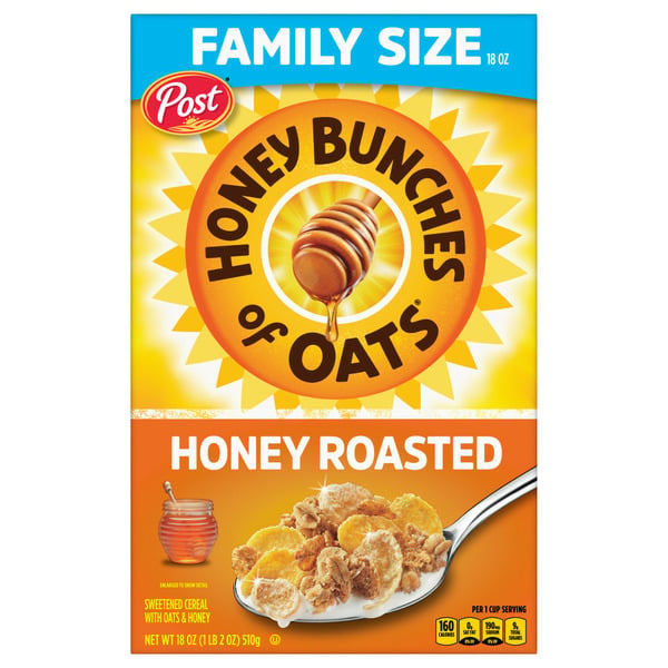 Cereal Honey Bunches of Oats Honey Roasted Breakfast Cereal, Whole Grain, Family Size hero