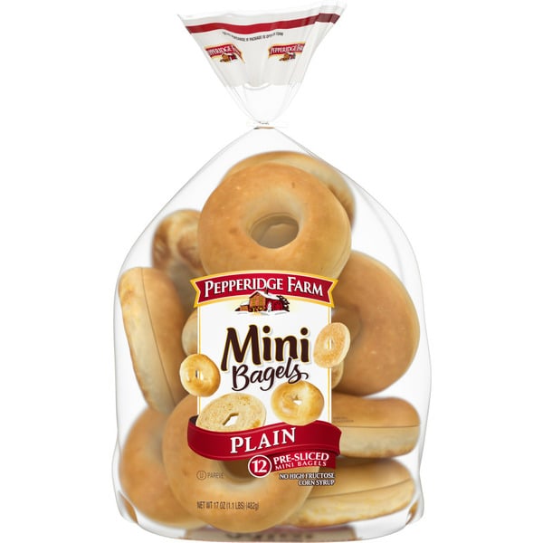 Conventional Breads (Grocery) Pepperidge Farm Mini Plain Bagels hero