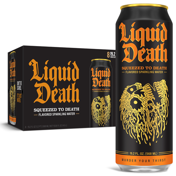 Liquid Death Flavored Sparkling Water, Squeezed to Death hero