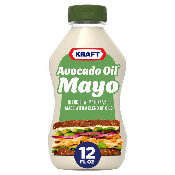 Spreads Kraft Mayo with Avocado Oil Reduced Fat Mayonnaise, Squeeze Bottle hero