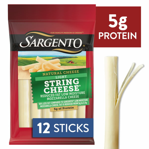 Packaged Cheese Sargento Reduced Fat Part-Skim Mozzarella Natural Cheese Light String Cheese Snacks hero