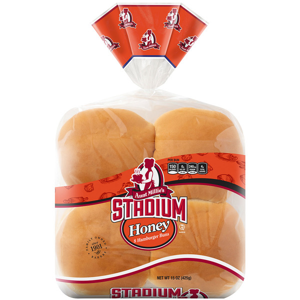 Buns & Rolls Aunt Millie's Stadium, Honey Hamburger Bun hero