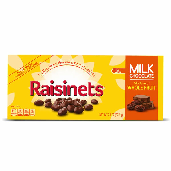 Candy & Chocolate Raisinets Milk Chocolate Covered Raisins, Concession Box, Bulk Ferrero Candy hero