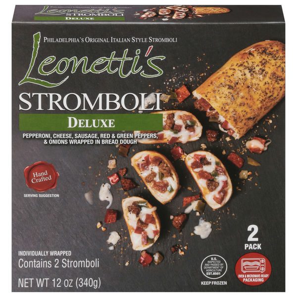 Frozen Appetizers & Sides Leonetti's Stromboli, Deluxe, 2 Pack hero