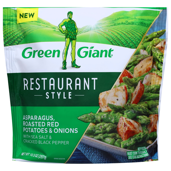 Frozen Produce Green Giant Asparagus, Roasted Red Potatoes & Onions, Restaurant Style hero